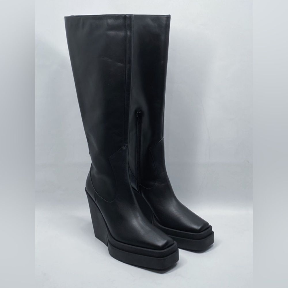 Gia Borghini  Texan Leather Platform Knee-High Boots size 40